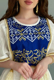 Kuwaiti jalabiya embroidered with Arabic letters, indigo color 