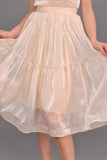 Chiffon short dress with crystal beads, sugar color