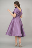 Evening dress with pleats on the chest, mauve color