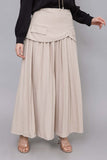 Pleated skirt with split design, beige