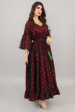 Galabiya Shalki, style of gala dress, burgundy color 