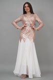 Two-tone sugar sequin evening dress, gold