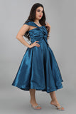Evening dress with a bow, turquoise