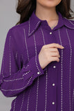 Purple striped chiffon shirt