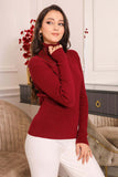Winter blouse with folded collar and long sleeves, red 