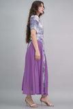 Mauve color wavy sequin dress with pleats