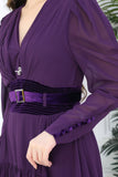 Solid color dress with ruffled layers, purple 