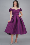 Taffeta midi dress, mauve color