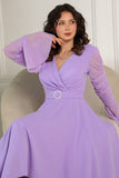 Lavender ruffle sleeve dress