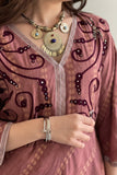 Jalabiya with cloche cut, embroidered in Oud colour