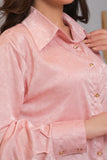 Pink satin draped shirt