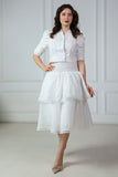 White blouse and skirt set with split design