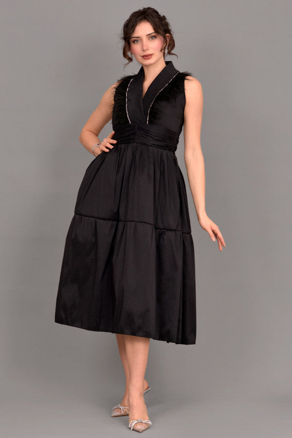 Folded Collar Cocktail Dress