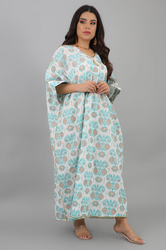 Jalabiya with butterfly design and Tiffany color prints