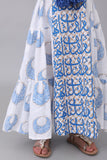 Girls' jalabiya with cloche design and Islamic patterns, blue colour 