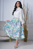 Floral blouse and skirt set with a Lulu belt, green and white 