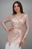 Two-tone sugar sequin evening dress, gold