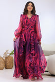 Fuchsia ruffled maxi dress