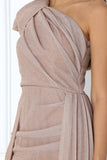 Rose gold one shoulder sparkly jersey dress 