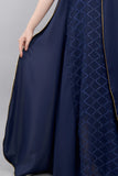 Two-piece Gulf jalabiya with a modern design, navy blue colour