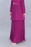 Layered dress with embroidered collar, mauve color