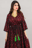 Galabiya Shalki, style of gala dress, burgundy color 