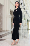 Black velvet jumpsuit with belt 