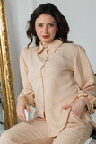 Solid color pants and shirt set - beige 