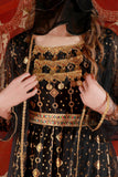 Jalabiya with a traditional design with a black bisht 