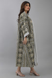 Olive Gulf jalabiya, two pieces, embroidered 