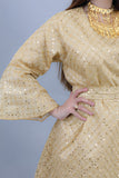 Shantoun jalabiya embroidered with sequins with ruffles sleeves, beige