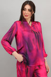 Two-piece set of pants and blouse, fuchsia color