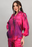 Two-piece set of pants and blouse, fuchsia color