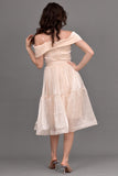 Chiffon short dress with crystal beads, sugar color