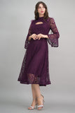 Short lace dress with purple feathers