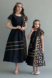 Kuwaiti girls' jalabiya, embroidered with sequins, black 