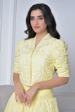 Yellow blouse and skirt set with split design