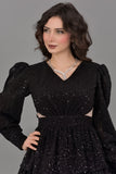 Black layered sequin evening dress