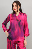 Two-piece set of pants and blouse, fuchsia color