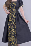 Shantoon robe with oriental design, embroidered with gold, black color 