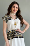 Midi jalabiya with horizontal sequin embroidery, black color