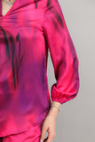 Two-piece set of pants and blouse, fuchsia color