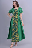 Shantoon robe with oriental design, embroidered with gold, green colour 