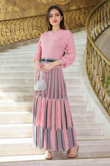 Pink round neck maxi dress