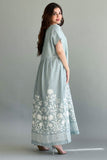 Linen robe embroidered with Tiffany color