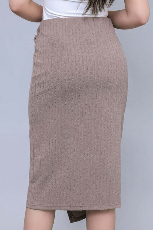 Khaki pleated wrap mini skirt 