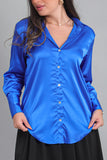 Indigo satin look shirt - 