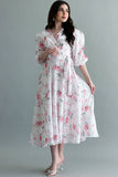 Pink chiffon dress with wrap style