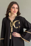 Jalabiya with embroidered caps in a Ramadan style, black color