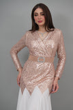 Two-tone sugar sequin evening dress, gold